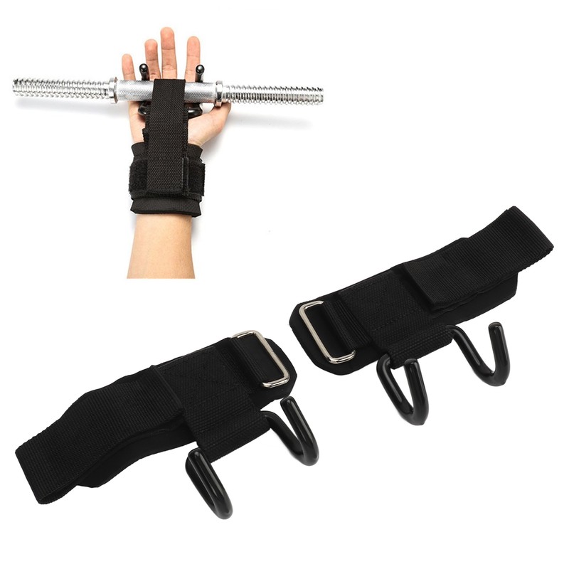 2pcs Weight Lifting Hook Heavy Duty Wrist Wraps Power Weight