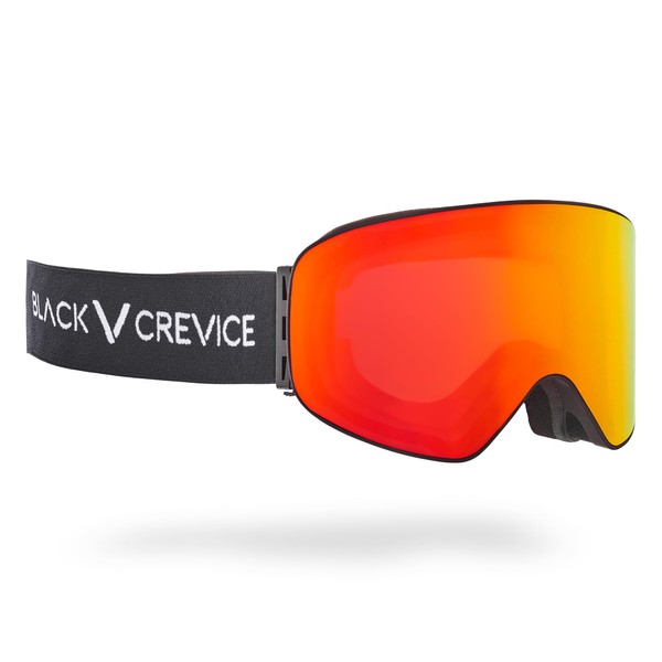 Black Crevice Ski Goggles with Cylindrical Lenses Black/Red Revo