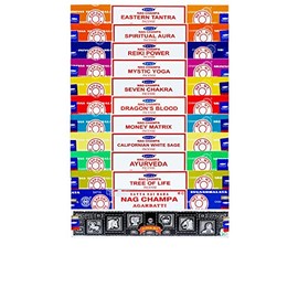 Satya Nag Champa 01202 Variety Incense Sticks Set - 12 Packs x 15 Gms