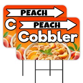 Vista Products Peach Cobbler 2 Pack Double-Sided Yard Signs 16" x 24" with Metal Stakes (Made in Texas)