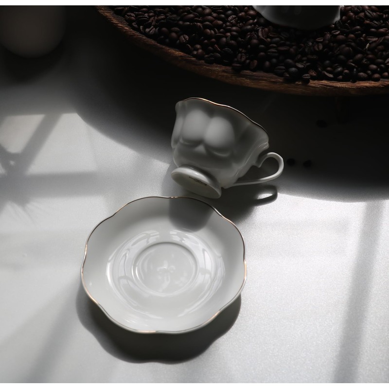 Guangyang 12 Pieces Tea Cup set Fine Porcelain 6oz Cup