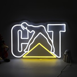 CAT Style LED Neon Light Sign,Bold Neon Sign for Wall Decor, Garage, Man Cave, Workshop,Eye-Catching Industrial Neon Signs Gift for Men, Mechanics,Room Decor