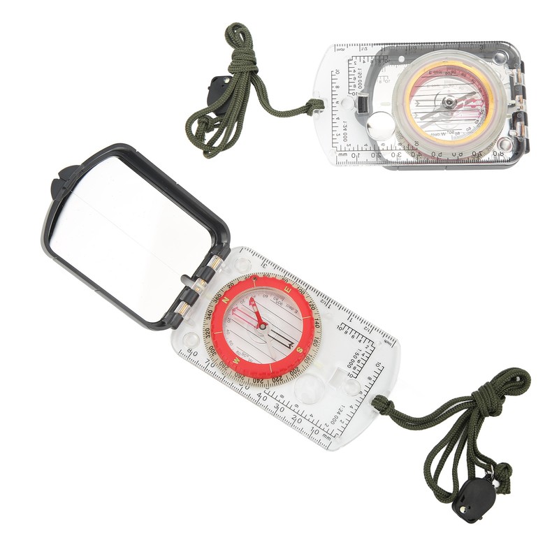 Multifunctional Plastic Compass with Scales Portable Gradiometer Magnifying Glass LED