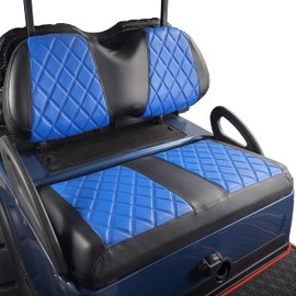 NOKINS Golf Cart Diamond Seat Covers Kit, Fit for Club Car Precedent OEM Standard Front Seat Cushion, Golf Cart Vinyl Seat Cover, No Nails Required (Blue and Black)