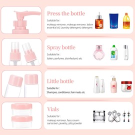 Botellas De Viaje Para cosméticos, Set De 11 Botellas De Viaje Líquidas Vacías, Juego De Viaje De Avión Para Champú, Protector Solar, Loción, Jabón, Artículos De Tocador, Acondicionadores