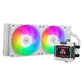 Thermalright FW240 White ARGB V2 CPU Water Cooler with 2 PWM Fans with 2000RPM,IPS LCD Screen with 320 * 240 Resolution,Liquid CPU Cooler,CPU PC Aio Cooler for AMD:AM4/AM5/Intel LGA1700