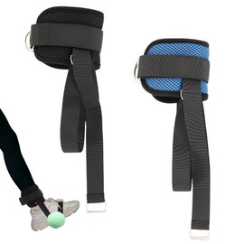 2 Pcs Dumbbell Foot Attachment, Monkey Feet Dumbbell Attachment, (with Nylon Strap ＆ 4 D-Rings) Safe ＆ Durable, Adjustable, Suitable for Shin Trainer, Leg Extender, Leg Curler(Black+Blue)