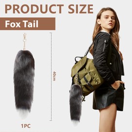 Goiern Fox Tail Pendant Approx. 40 cm Fur Tail Keychain Accessories Car Extra Large Key Ring Bag Key Chain Pendant Soft Fluffy Handbag Decoration, Style 1