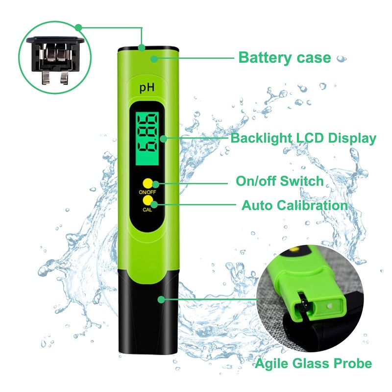 Justmetr PH Meter, Digital PH Tester Pen for Water, 0.01