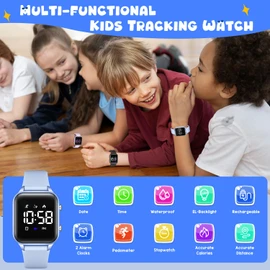 Kids Digital Watches for Boys Girls, Sports Watch with Fitness Tracker, Pedometer, Alarm Clocks, Stopwatch, No App Needed Waterproof Kids Watch, Gift for Teens Student Girls Boys Ages 5-14