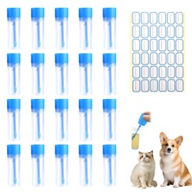 FIHODONE Pack of 20 20 ml Chair Sample Tubes with Label Stickers, Faeces Sample Tube with Spoon, Sample Tube for Pets for Testing, Chair Tube with Lid Good Sealing
