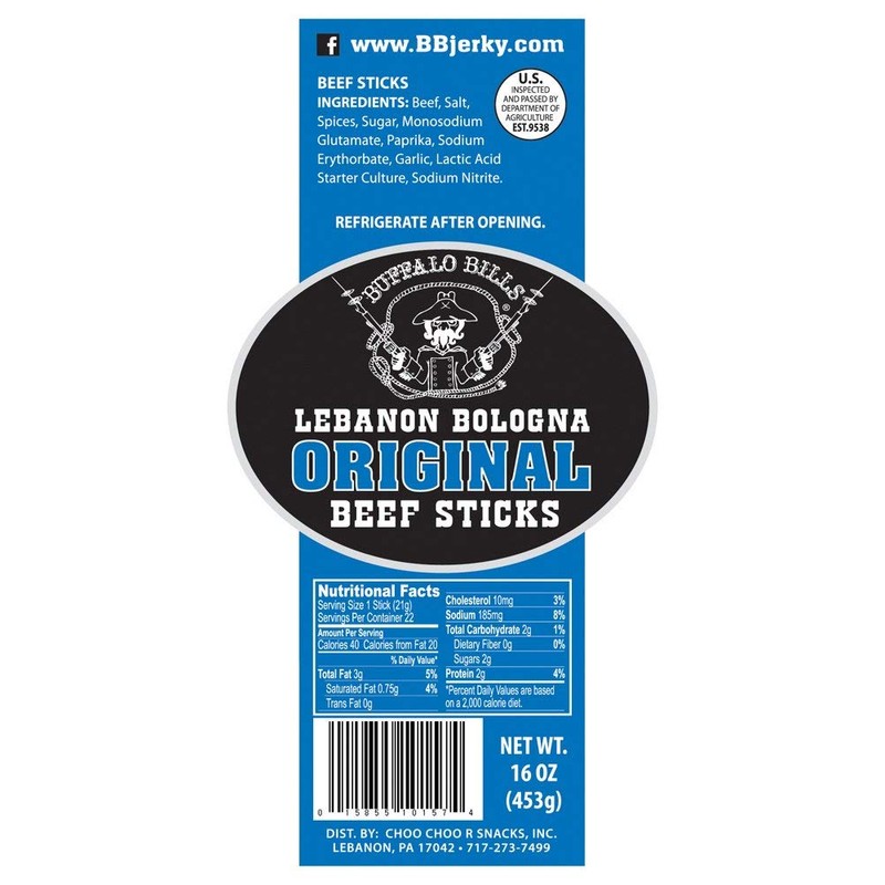 Buffalo Bills 1-lb Pack Original Lebanon Bologna Sticks (Pennsylvania Dutch
