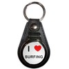 I Love Surfing - Black Plastic Medallion Key Ring