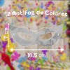 12 Antifaz Metálicos Cartón Multicolor Fiesta Batucada Event