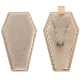 Giftop Velvet Coffin Necklace Box Pendant Case for Accessories Gothic Home Jewelry Organizer Decorations Goth Decor Gifts (Beige)