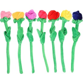 Kisangel Plush Rose Bouquet - 7 Bendable Stuffed Toy Roses for Home Decor Kids Room and Special Occasions - 11.4 X 1.96 Inches Mixed Color Plush Flowers