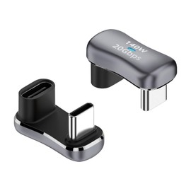Duttek USB C 180 Degree Adapter 140W, U-Shaped USBC to USBC Adapter, 0.4" Spacing U Extender Connector, Supports 20Gbps 4K@60HZ Video, Compatible with Steam Deck, Switches, Tablets, Phones, Pack of 2