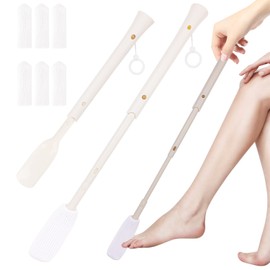 Toe Cleaning Brush, Foot Brush in Shower with 6Pcs Soft Drying Covers, Long Handle Toe Lotion Applicatorn for Seniors, Elderly, Disabled Men and Women (16"-28" Long)