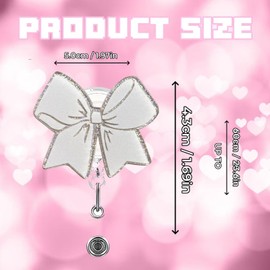 Bow Badge Reel,Grey Bow Badge Reels Retractable,Silver Glitter Retractable Badge Holder with Swivel Alligator Clip,Retractable Badge Holders with ID Clip for Nurse Student Doctors Teacher