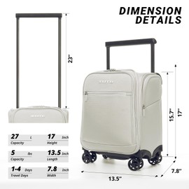 Verage Underseat Carry On Luggage with Spinner Wheels 16 inch Overnight Suitcase Travel Business Bag for Airlines Men Women