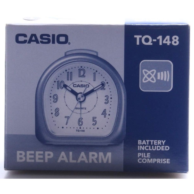 Casio TQ148/2 Travel Alarm Clock-Metallic Blue/White, One Size
