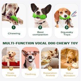 clover Indestructible Dog Toys, Dog Chew Toys for Aggressive Chewers, Strong Squeaky Interactive Toys for Medium/Large Dogs (Green)