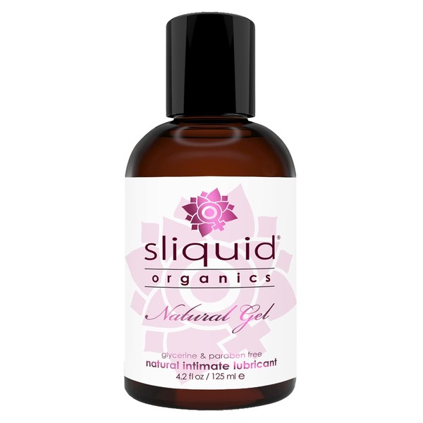 Sliquid Organics Water-Based Lube - Aloe Vera Leaf Infused with Organic Oils & Botanicals, Natural Lubricating Gel for Women/Men/Couples, Unscented, 4.2 Fl Oz