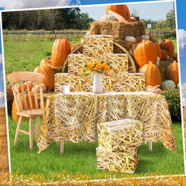 Mkway 6 Pcs Hay Bales Boxes Decor + 2 Pcs Hay Tablecloth, Western Cowboy Party Decorations Set, Fake Hay Photo Booth Props Rustic Farmhouse Cowboy Theme Party Birthday Decorations Village Accessories
