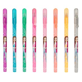 Depesche 12192 TOPModel-Rainbow Glitter Gel Pen Set in Transparent Pouch with Press Stud Closure, 8 Pens in Glitter Colours for Writing and Decorating, Multicoloured