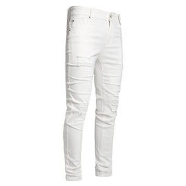 AITITIA Men's Ripped Jeans Taper Skinny Fit Stretch Denim Pants (38, 2006 White)