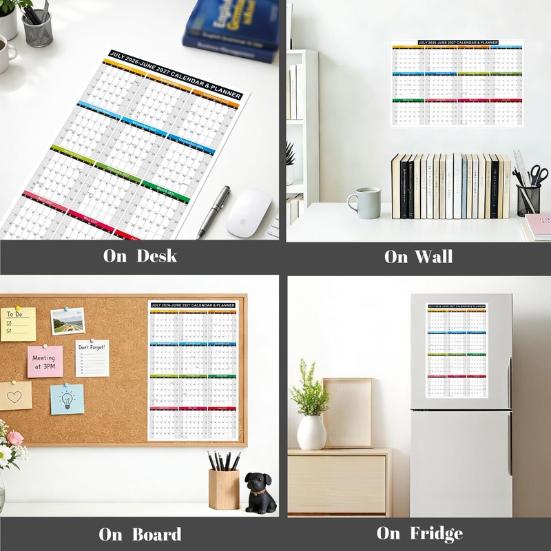 2026-2027 Academic Calendar 2-Pack (11x17"), Laminated + Cardstock, Reversible Vertical/Horizontal,