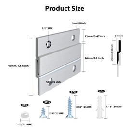 French Cleat Picture Hanger 2 Inches Aluminum Z Hanger Supports 30lbs - Interlocking Wall Mounting Bracket Hardware Kit for Hanging Mirrors, Picture, Shelf, Whiteboard, Art, Frames (2"-4Pairs)