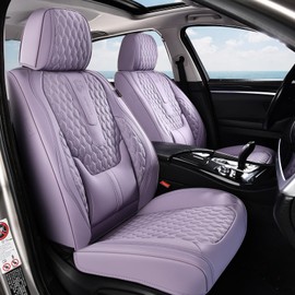 Coverado Seat Covers Front Seats, Purple Car Seat Cover with Lumbar Support, Waterproof Car Seat Cushion, Front Car Seat Covers Leatherette Car Seat Protector Universal Fit Most Cars