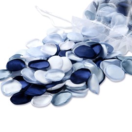 PONATIA 300PCS Rose Petals Mixed Color Artificial Flowers Petals for Wedding Flower Girl Basket Aisle Centerpieces Table Confetti Party Favors Home Decoration (Navy Blue/Light Blue/White/Dusty Blue)