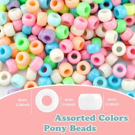 UCLEVER Colourful Pony Beads with for Threading Large Hole 6 x 9 mm Kandi Beads Craft Beads for Bracelets Necklaces Key Ring Jewellery Making Crafts (Macaron)