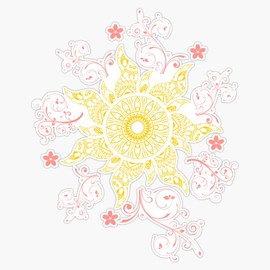 EB Store Mandala Gold Flower Vinyl Waterproof Sticker Decal Car Laptop Wall Window Bumper Sticker 5'