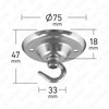 ElekTek Ceiling rosette diameter 75 mm with hook, metal finishes,
