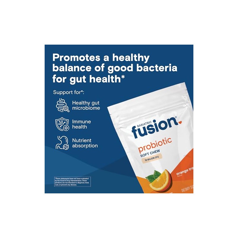 Bariatric Fusion Bariatric Probiotic Soft Chews Orange Tropical Flavor Chewy