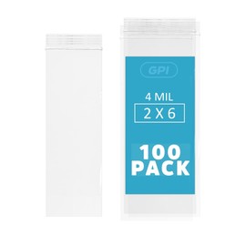 GPI - 2" X 6" 100 Count, Reclosable Zip Bags, Heavy-Duty 4 Mil Thick, Poly Baggies With Resealable Zip Top Lock For Packaging & Shipping Screws, Nuts, Bolts, Coins & More.