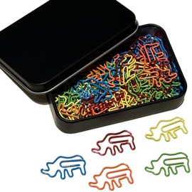 Cute Paper Clips, 60 PCS Hippo Rhinoceros Shaped Paper Clips Animal Bookmarks Clips, Assorted Colors, Fun Office Gifts for Women Men Coworkers Teachers Students Girls Boys, Back to School Supplies