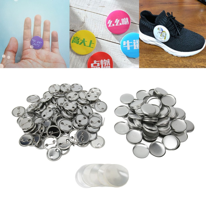 100 Sets Blank Button Badge Parts Set Round Shape Rust