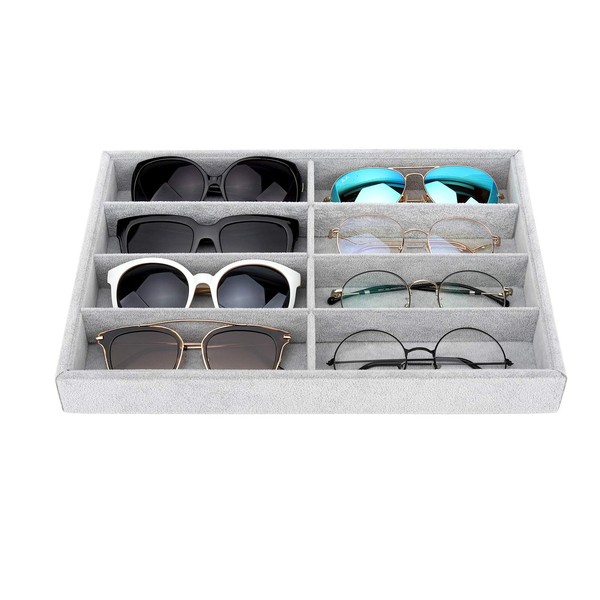 Emibele Glasses Organizer Jewelry Tray, 8 Grids Velvet Tray Watch
