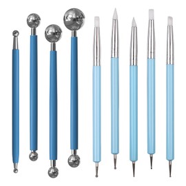 DIYOOHOMY 9 Pcs Polymer Clay Tools, Ball Stylus Silicone Sculpting Tools for Pottery Rock Dot Painting Nail Art Blending Clay Carving Ceramic Drawing DIY Craft Modeling