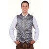 Mario Elegant Costume Gilet Silver Grey/Dark Blue with Elegant Pattern