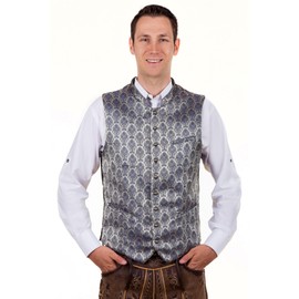 Mario Elegant Costume Gilet Silver Grey/Dark Blue with Elegant Pattern Size 46-66, silver grey