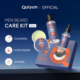 QUIYUM Pflegeset für den Bart, Bart Pflege Herren Set, mit Shampoo, Bartenöl und Bartbalsam,Ideales Geschenkset für Freund, Ehemann oder Vater