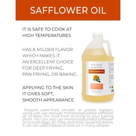 velona Safflower Oil 1 Gallon / 128 Fl Oz | 100% Pure and Natural Carrier Oil | Refined, Expeller Pressed | Cooking, Skin, Hair, Body & Face Moisturizing | Use Today - Enjoy Results