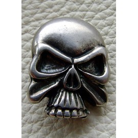 Biker Leather Wallet Skull XXL Black Leather, black, Classic skull