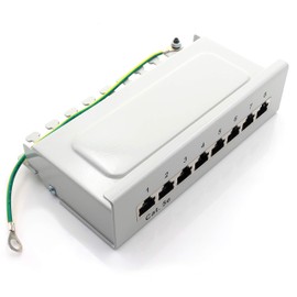 1aTTack.de 367451 Patch Panel CAT5e 8 Port White Distribution Panel LSA+ Connection Technology Network Distribution - RJ45 - TIA 568 A/B - White
