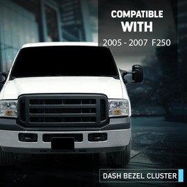 CHEDA Dash Bezel Dashboard Surround Trim Compatible with Ford F250 F350 Super Duty 2005-2007 Black Gery